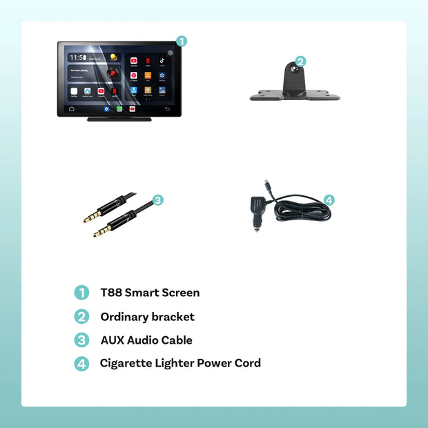 OTTOCAST CarPlay Screen 9.0" INCH 4K Car Touch Screen Wireless Carplay Android Auto Radio DVR GPS Video Built-in Youtube Netflix