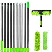 100-420CM Extended Window Cleaning Kit 2 in 1 Double Sided Glass Squeegee Cleaner Duster Mop 180° Swivel Window Cleaning Tools