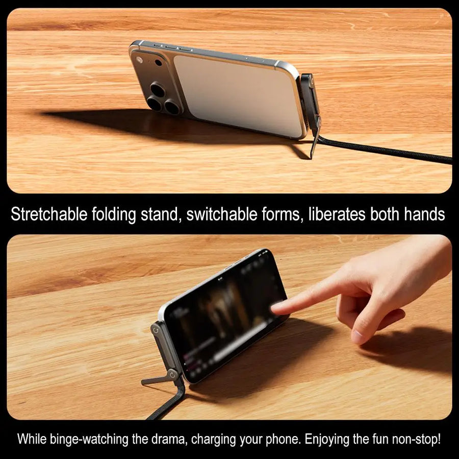 240W Fast Charging Cable with Foldable Phone Holder, USB-C