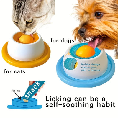 Dog lick mat slow feeder – blue and orange licking plates for dogs and cats