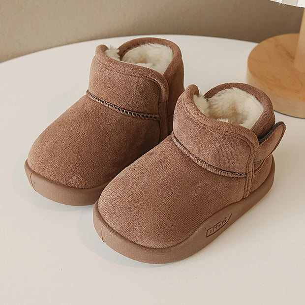 Winter Snow Boots For Children PU Leather Waterproof Kid's Plush Boots Thick Warm Cotton Shoes For Kids Boy's Girl's Warm Boots