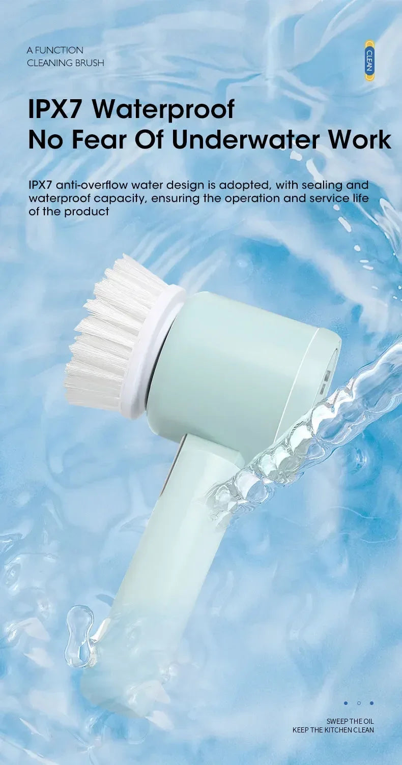 Cordless Electric Spin Scrubber, 5-in-1, for Bathroom Tile and Kitchen