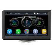 7-inch wireless car stereo touchscreen display with FM transmitter, Bluetooth, and app options for cars.