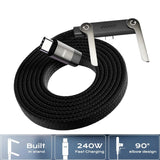 240W 2-in-1 Braided Type-C Cable with Foldable Stand – for Phones & Laptops