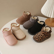 Winter Snow Boots For Children PU Leather Waterproof Kid's Plush Boots Thick Warm Cotton Shoes For Kids Boy's Girl's Warm Boots