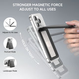 Infographic showing the strong magnetic ring that secures the MagSafe wallet to a smartphone