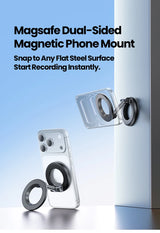 Dual-Ring MagSafe Phone Stand – Metal Tri-Fold, Double-Sided Strong Magnetic Holder