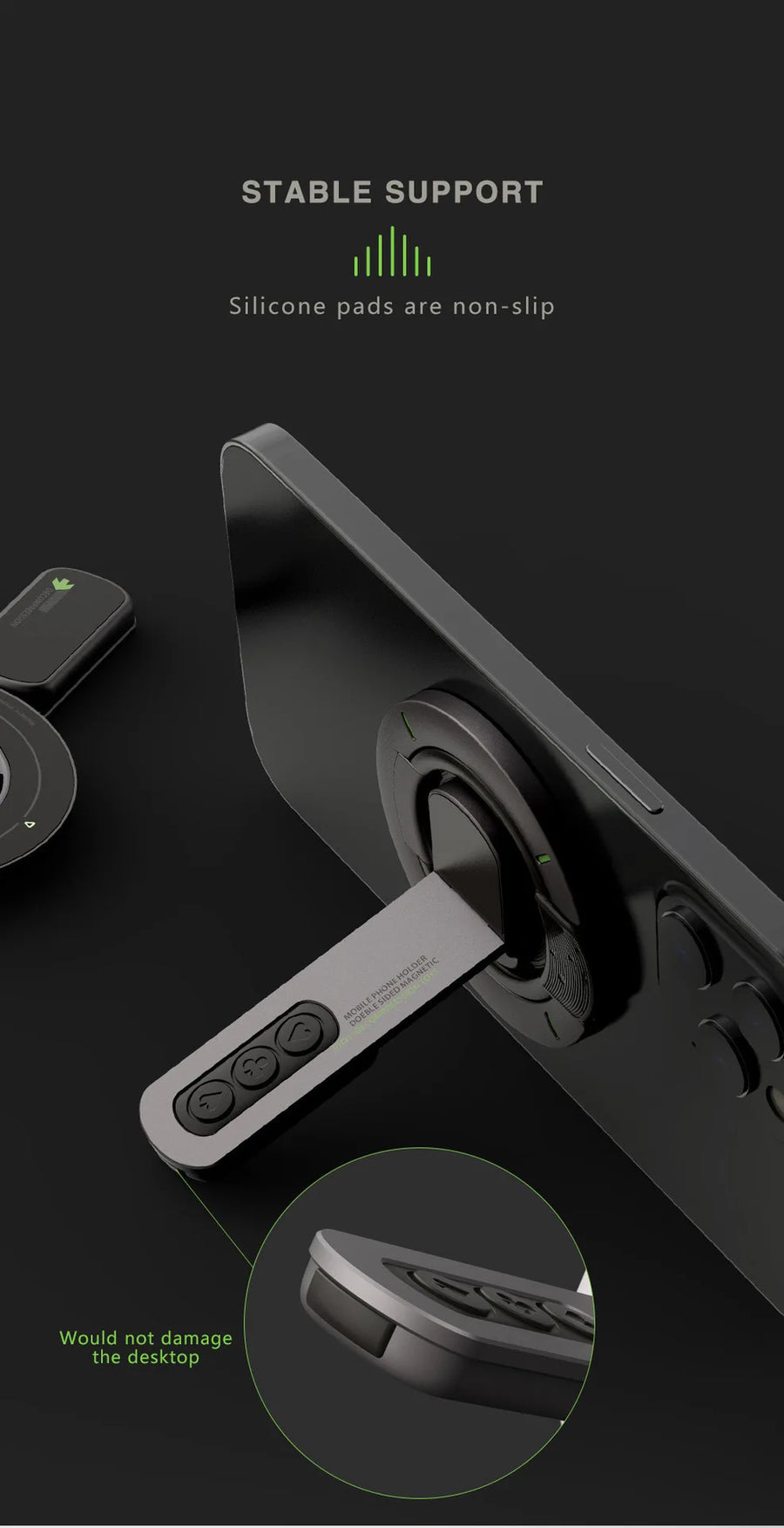 Magnetic Phone Stand for Desk – Double-Sided Rotating Holder for iPhone 17/16, MagSafe