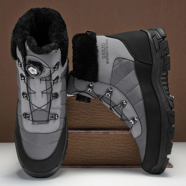 Winter Men Boots Outdoor Men Snow Boots High Top Cotton Boots with Fur Waterproof Non-slip Ankle Boots Lightweight Work Boots