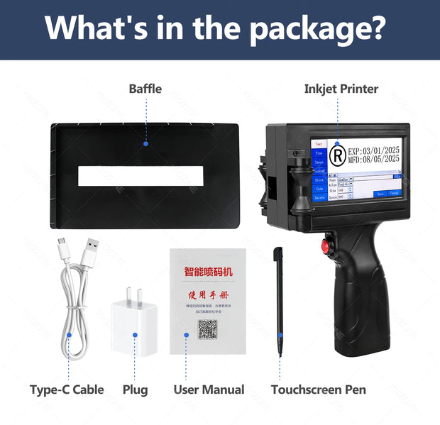 12.7mm Portable Inkjet Printer Handheld TIJ Maker Machine with ink Cartridge Image Picture Serial Number Edit Print