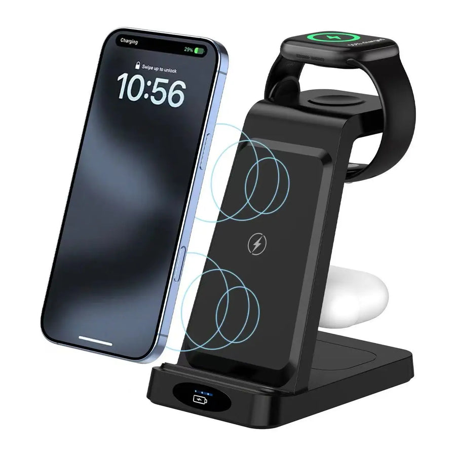 3-in-1 Wireless Charger – Desktop Charging Stand for iPhone, iWatch & Earbuds