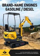 1.5 Ton Mini Excavator – Compact Micro Digger with Custom Colors for Greenhouse & Farm