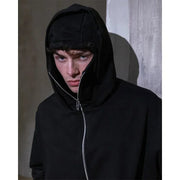 Men's Balaclava Zip Hoodie with Face Mask Winter Warm Zipper Sweatshirt Oversized Hooded Sports Jacket for Outdoor Activities