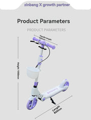 Teenagers and Kids Scooters Adult Two-Wheeled Collapsible City Campus Scooter 12 Scooter