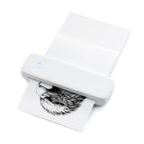 White portable Bluetooth thermal label printer with printed bird design on a white background — wireless inkless label maker