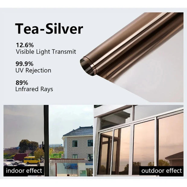 House Window Tint Privacy Film Anti Look Vinyl Mirror Foil Non Adhesive Car Glass Screen Stickers Rolls Heat UV Protection Tools