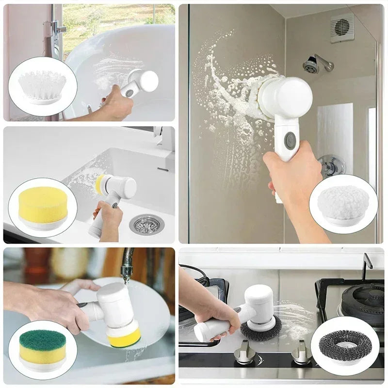 Electric Spin Scrubber – Cordless with 5 Replaceable Brush Heads
