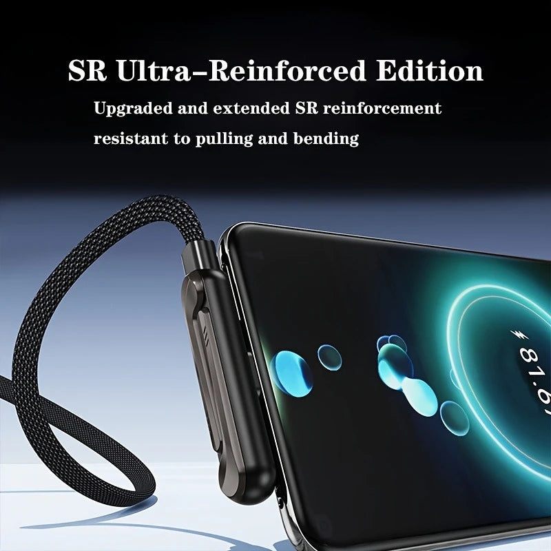 240W Foldable Stand Type-C Cable – Braided with Multi-Function Holder for iPhone