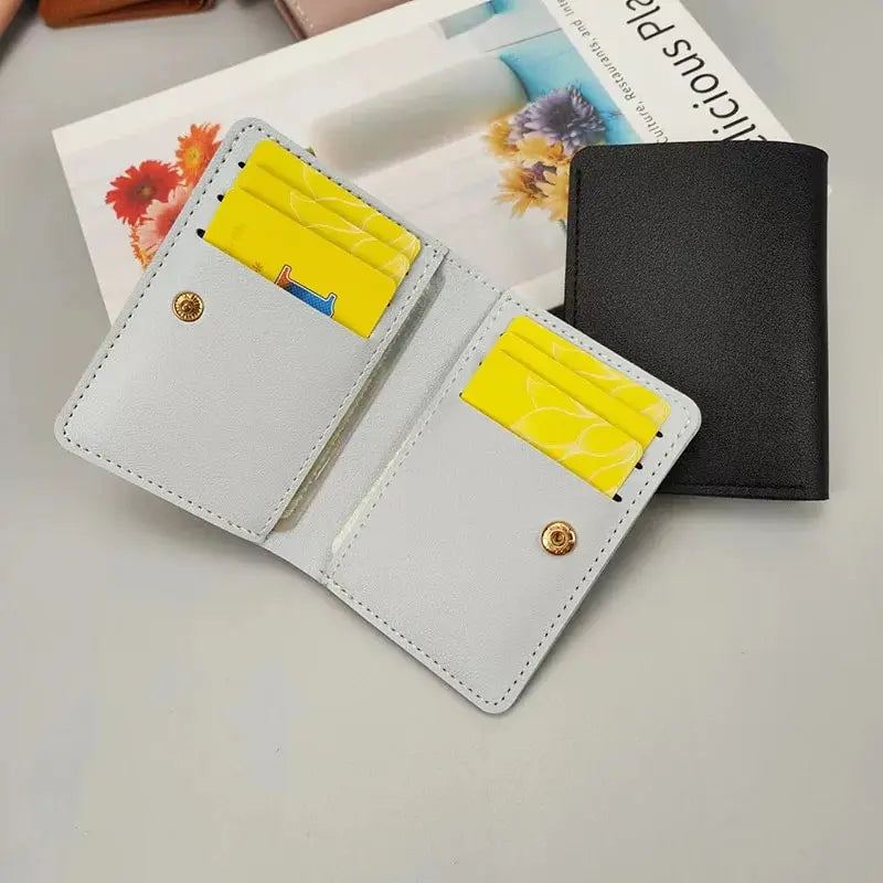 Slim PU Leather Wallet, Ultra-Thin Card Holder for Men and Women