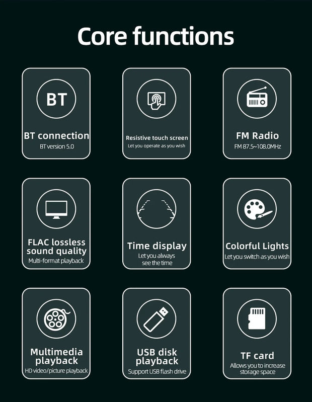 Touch Screen Car Radio, MP5 Player, Bluetooth, Hands Free, Audio, USB, TF, 7 Colors Lighting, Stereo System, Head Unit, 7805C