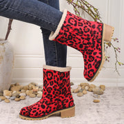 Winter Snow Boots for Women Warm Comfortable Women's Boots Mid-length Thick-heeled High-heeled Women's Cotton Shoes Botas Mujer