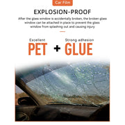 Explosion-proof car film helps secure broken windows with strong adhesion, enhancing passenger safety and preventing injury.