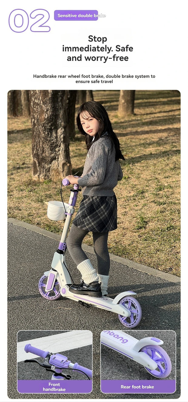 Teenagers and Kids Scooters Adult Two-Wheeled Collapsible City Campus Scooter 12 Scooter