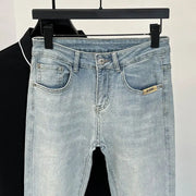Jeans Men's Trendy Brand Light-colored Fashion Youth Casual Pants Cowboy Simple Ruffian Handsome Slim-fitting Skinny Jeans Men