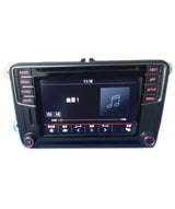 Car multimedia system with touchscreen display on a white background