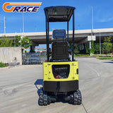 1.8 ton mini excavator – rear view of yellow and black crawler digger with canopy and tracks