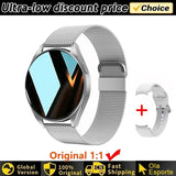 Silver Women's Smart Watch 6 with additional band on white background with promotional text