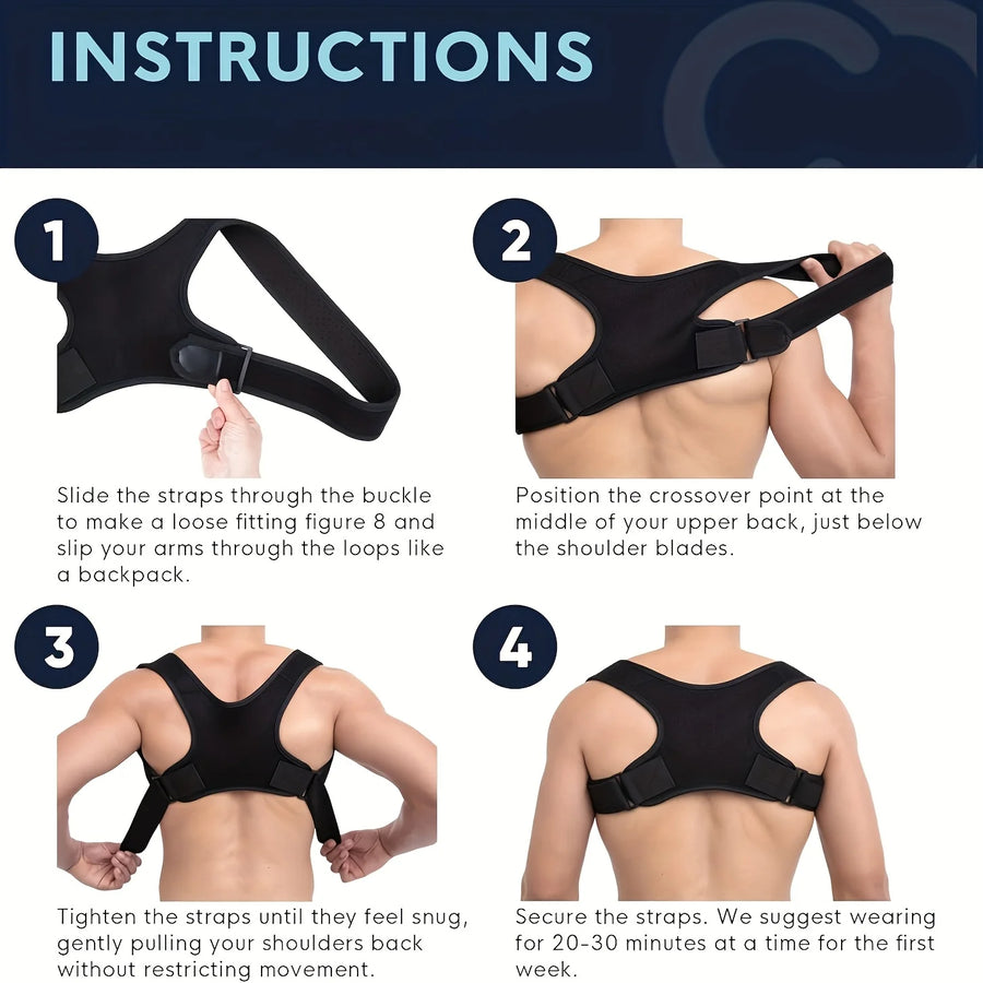 Adjustable Posture Corrector – Back Support Belt, Breathable, Non-Slip, Ergonomic