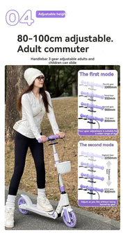 Teenagers and Kids Scooters Adult Two-Wheeled Collapsible City Campus Scooter 12 Scooter