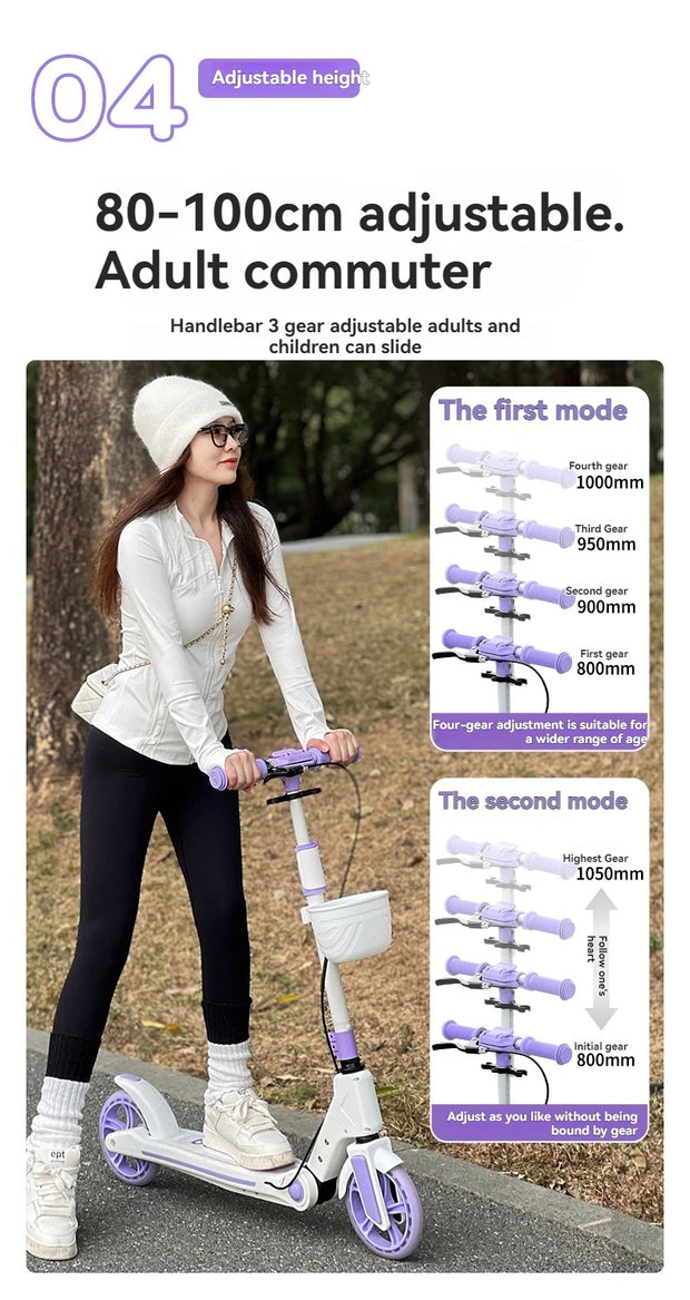 Teenagers and Kids Scooters Adult Two-Wheeled Collapsible City Campus Scooter 12 Scooter