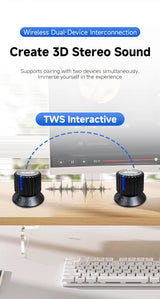 Portable Magnetic Bluetooth Speaker – Waterproof, Stereo Surround Sound with Subwoofer