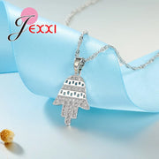 Fabulous Christmas Tree Design Jewelry Set For Women Silver Color And Bright Crystal Earrings And Necklace Pendents