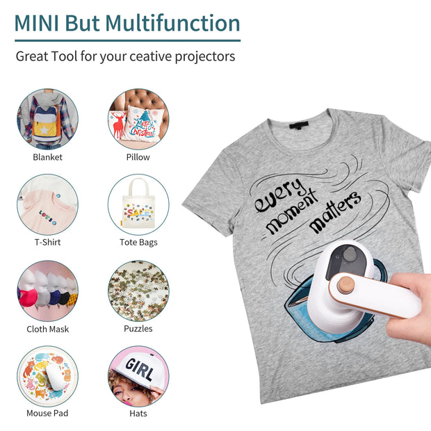 Handheld Iron Machines Portable Mini Heat Press Machine T-Shirt Printing Steam Heating Transfer Press Support Dry Wet Ironing
