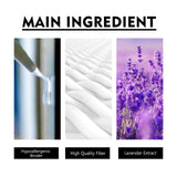 Three images showing hypoallergenic binder, high-quality fiber and lavender extract of the mouth tape