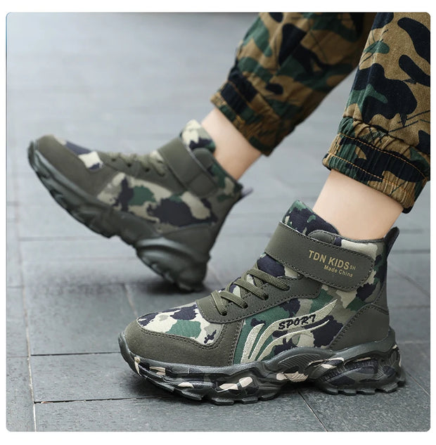 Winter Snow Boots For Children 2024 Trend Fashion Plush Camouflage Sneakers Thick Warm Teenager Faux Fur Boots For Kids