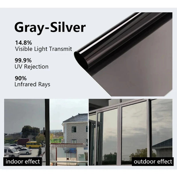 House Window Tint Privacy Film Anti Look Vinyl Mirror Foil Non Adhesive Car Glass Screen Stickers Rolls Heat UV Protection Tools