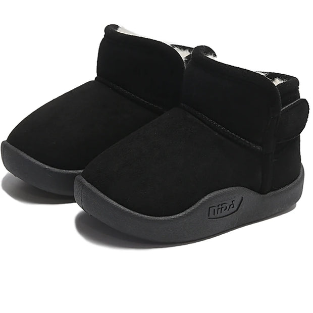 Winter Snow Boots For Children PU Leather Waterproof Kid's Plush Boots Thick Warm Cotton Shoes For Kids Boy's Girl's Warm Boots