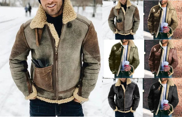 Winter Jacket for Mens 2024 Warm Jackets Motorcycle Stand Collar Zipper Pockets Male Winter New Coats Biker Faux Leather Fashion