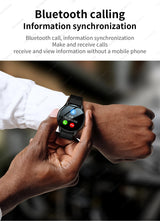 Women's Smart Watch 6 worn on wrist showing Bluetooth calling and information synchronization