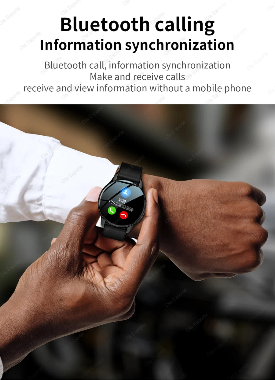 Women's Smart Watch 6 worn on wrist showing Bluetooth calling and information synchronization