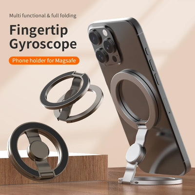 Double-Sided MagSafe Phone Holder – Foldable 360° Rotating Stand for iPhone 14/15/16