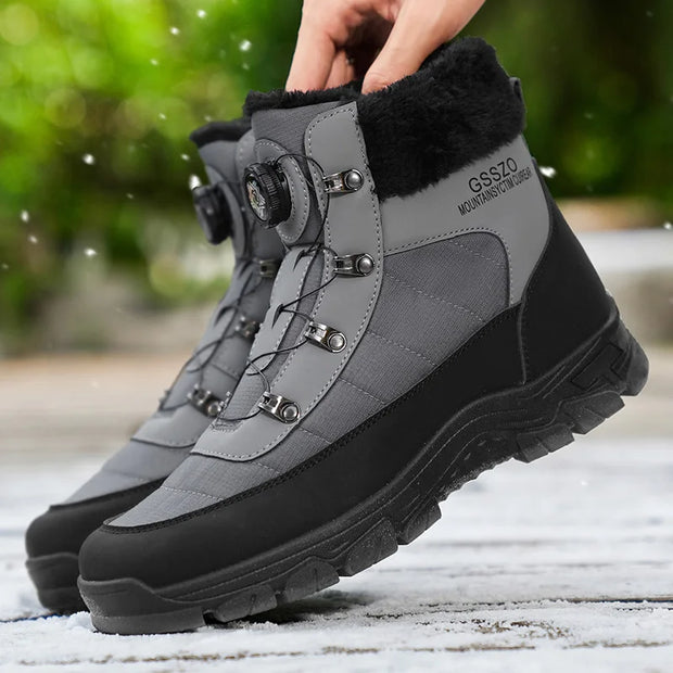 Winter Men Boots Outdoor Men Snow Boots High Top Cotton Boots with Fur Waterproof Non-slip Ankle Boots Lightweight Work Boots