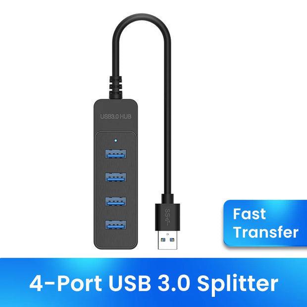 High Speed USB Hub 4 Ports USB 3.0 with Cable Type C Splitter Use Power Adapter Multiple Socket For PC Laptops Notebook Computer