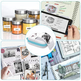 Printed label design examples on jars, phone and mouse — mini Bluetooth thermal printer
