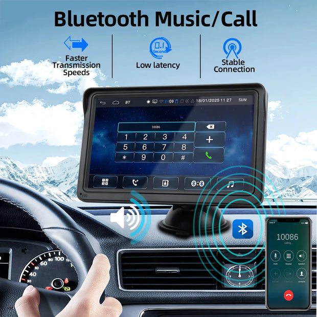 Car Radio Wireless CarPlay Android Auto Multimedia Video Player 7inch Portable Touch Screen With USB AUX For Rear View Camera