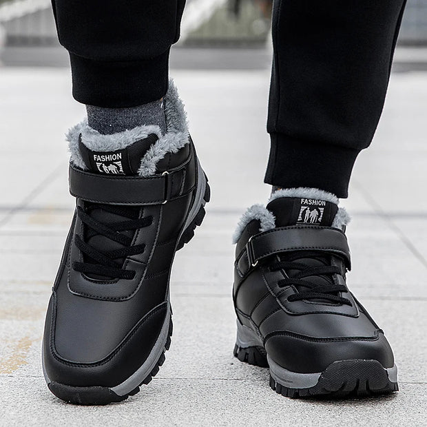 Winter Boots for Men New Waterproof PU Leather Warm Snow Ankle Boots Outdoor Warm plush Non-slip Work High-top Casual Shoes